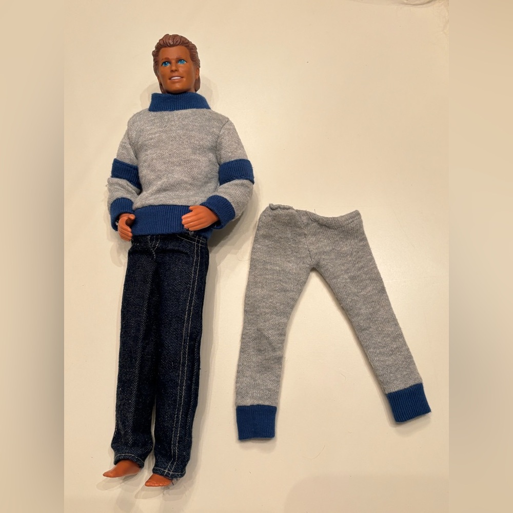 Vintage 1991 Sparkle Surprise Ken doll dressed in a 1980s/90s casual outfit